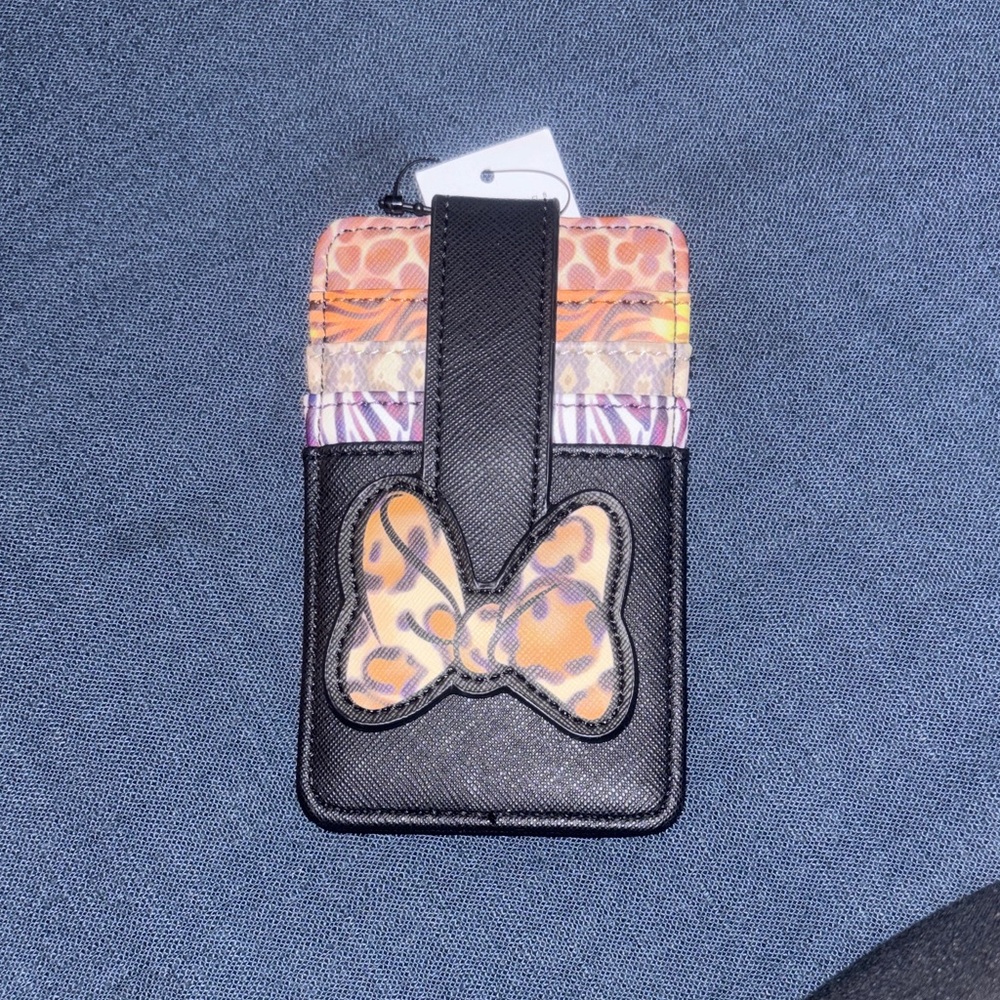 Stylish Black and Orange Card Holder with Bow
